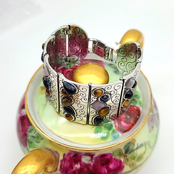 $88 NWTS Brighton "Eye Of The Tiger" Panel Bracelet w Semi-Precious Stones! 🐯 - Picture 13 of 16